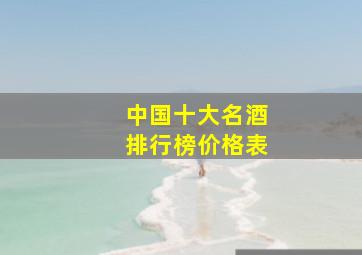 中国十大名酒排行榜价格表