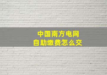 中国南方电网自助缴费怎么交