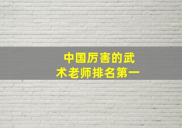 中国厉害的武术老师排名第一