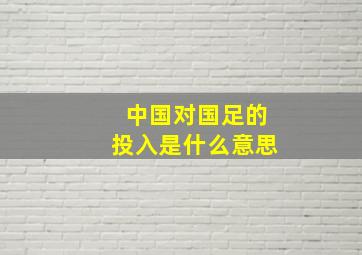 中国对国足的投入是什么意思