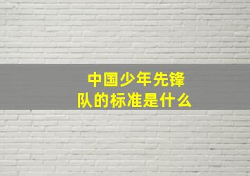 中国少年先锋队的标准是什么