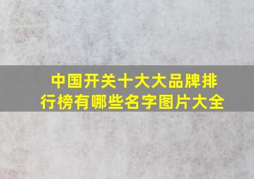 中国开关十大大品牌排行榜有哪些名字图片大全