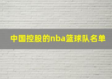 中国控股的nba篮球队名单