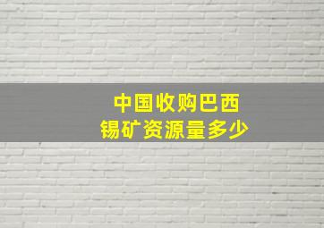 中国收购巴西锡矿资源量多少