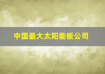 中国最大太阳能板公司