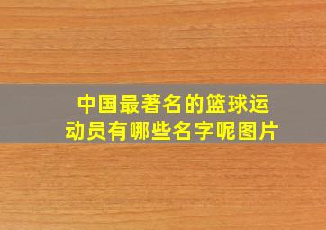 中国最著名的篮球运动员有哪些名字呢图片