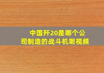 中国歼20是哪个公司制造的战斗机呢视频