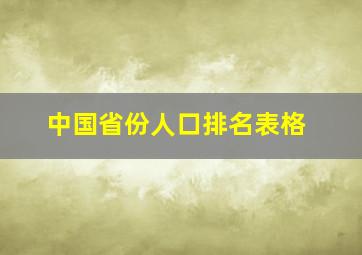 中国省份人口排名表格