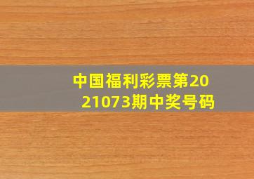 中国福利彩票第2021073期中奖号码