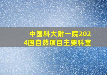 中国科大附一院2024国自然项目主要科室