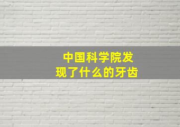 中国科学院发现了什么的牙齿