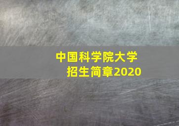 中国科学院大学招生简章2020