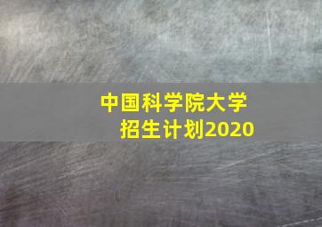 中国科学院大学招生计划2020