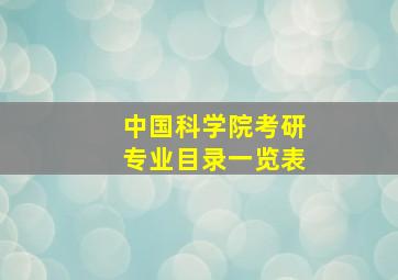 中国科学院考研专业目录一览表