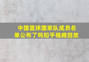 中国篮球国家队成员名单公布了吗知乎视频回放