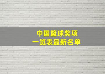 中国篮球奖项一览表最新名单