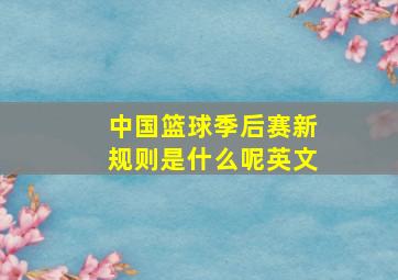 中国篮球季后赛新规则是什么呢英文