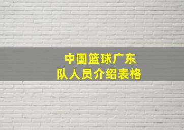 中国篮球广东队人员介绍表格