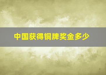 中国获得铜牌奖金多少