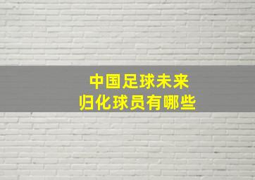 中国足球未来归化球员有哪些