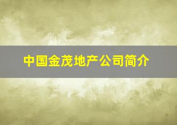 中国金茂地产公司简介