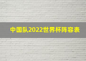 中国队2022世界杯阵容表