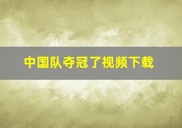 中国队夺冠了视频下载