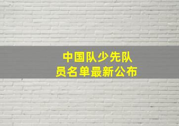 中国队少先队员名单最新公布