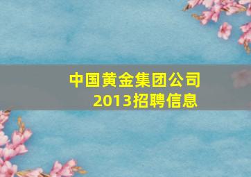 中国黄金集团公司2013招聘信息