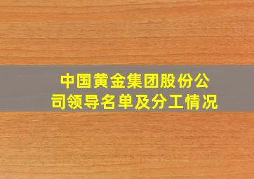 中国黄金集团股份公司领导名单及分工情况