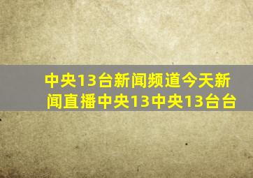 中央13台新闻频道今天新闻直播中央13中央13台台