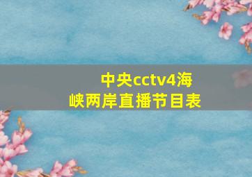 中央cctv4海峡两岸直播节目表