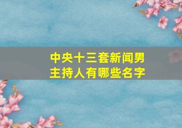 中央十三套新闻男主持人有哪些名字