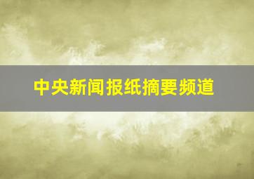 中央新闻报纸摘要频道