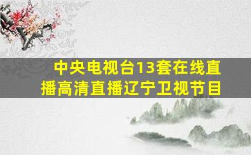 中央电视台13套在线直播高清直播辽宁卫视节目