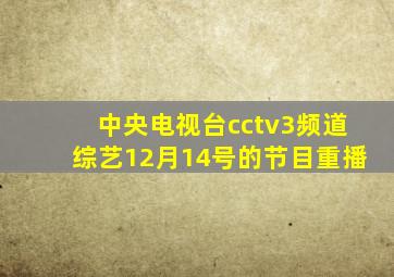 中央电视台cctv3频道综艺12月14号的节目重播