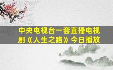 中央电视台一套直播电视剧《人生之路》今日播放