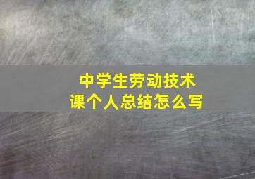 中学生劳动技术课个人总结怎么写