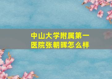 中山大学附属第一医院张朝晖怎么样