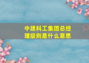 中建科工集团总经理级别是什么意思