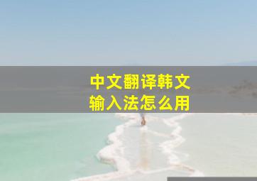 中文翻译韩文输入法怎么用