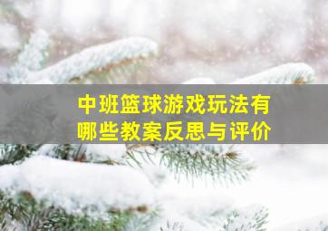 中班篮球游戏玩法有哪些教案反思与评价