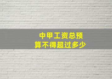 中甲工资总预算不得超过多少