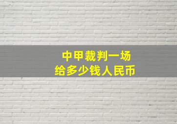 中甲裁判一场给多少钱人民币