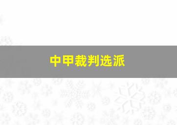 中甲裁判选派