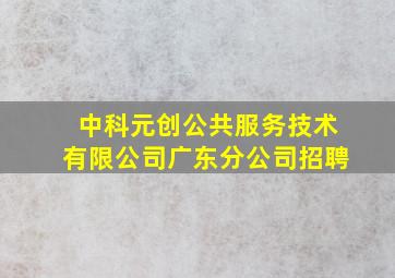 中科元创公共服务技术有限公司广东分公司招聘