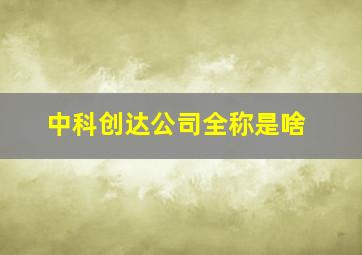 中科创达公司全称是啥