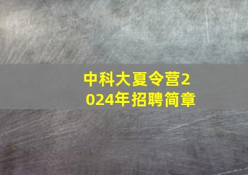 中科大夏令营2024年招聘简章