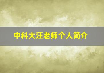 中科大汪老师个人简介