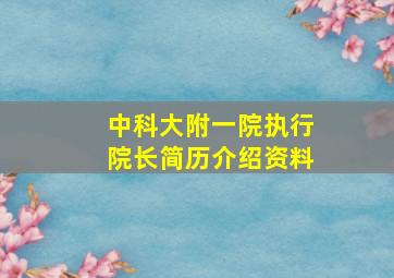 中科大附一院执行院长简历介绍资料